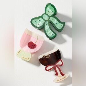 Anthropologie Frasier Sterling Cocktail Hair Claws, Set of 3